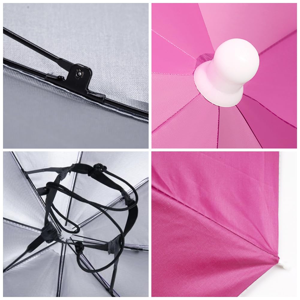JOONOR umbrella hat pack 2 opened to 69 cm provides wide shade for sun and rain.