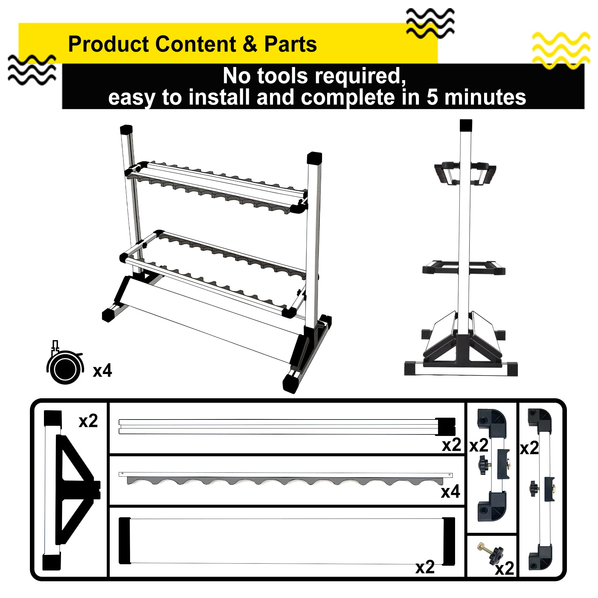 Jorazor aluminum rod holder stand is lightweight yet sturdy for garage storage.