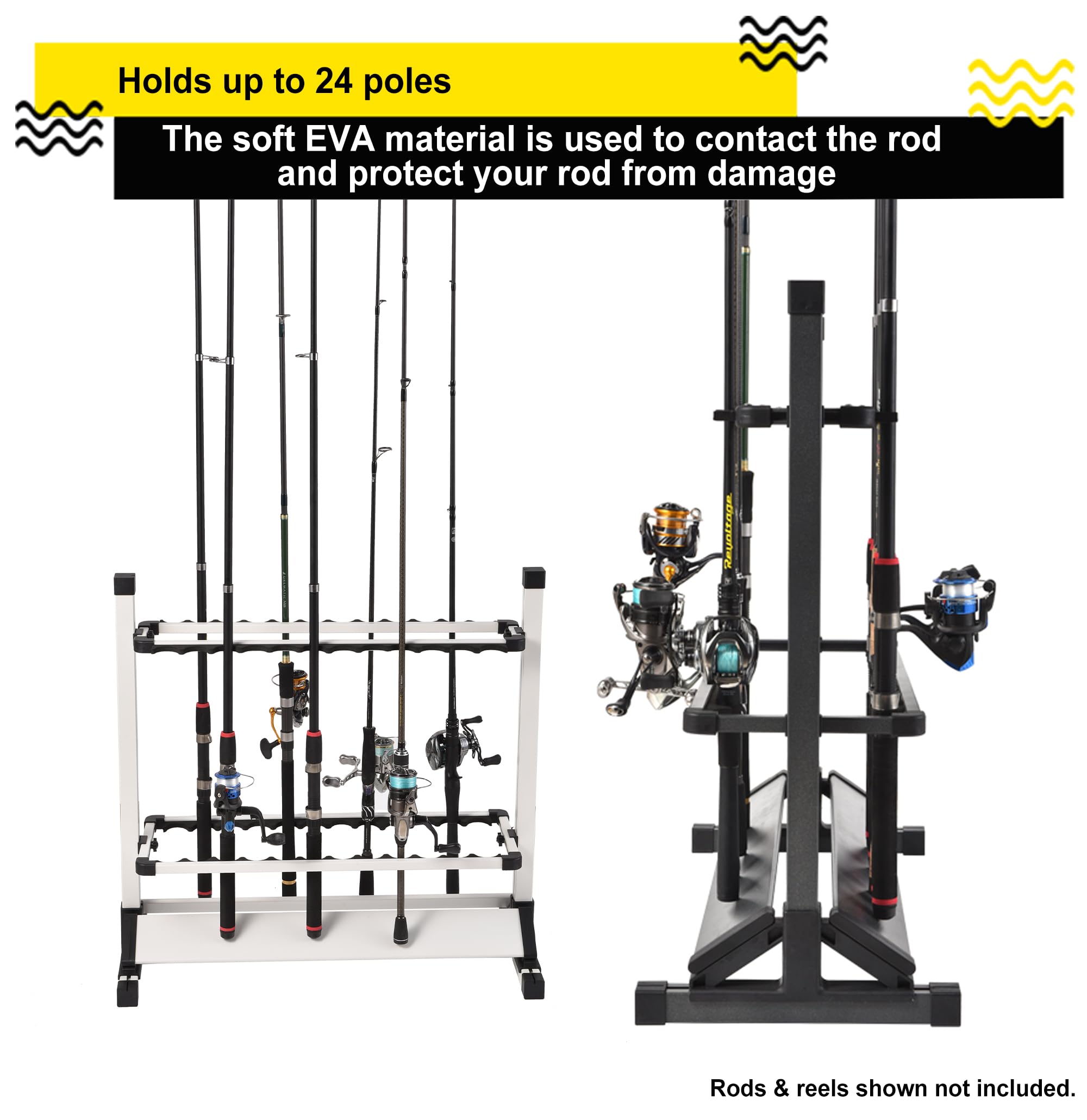 Jorazor easy-assembly rod rack requires no tools for quick setup.