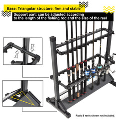 Garage display stand with rods and reels in place