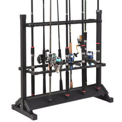 Jorazor 24-slot aluminum fishing rod rack in black