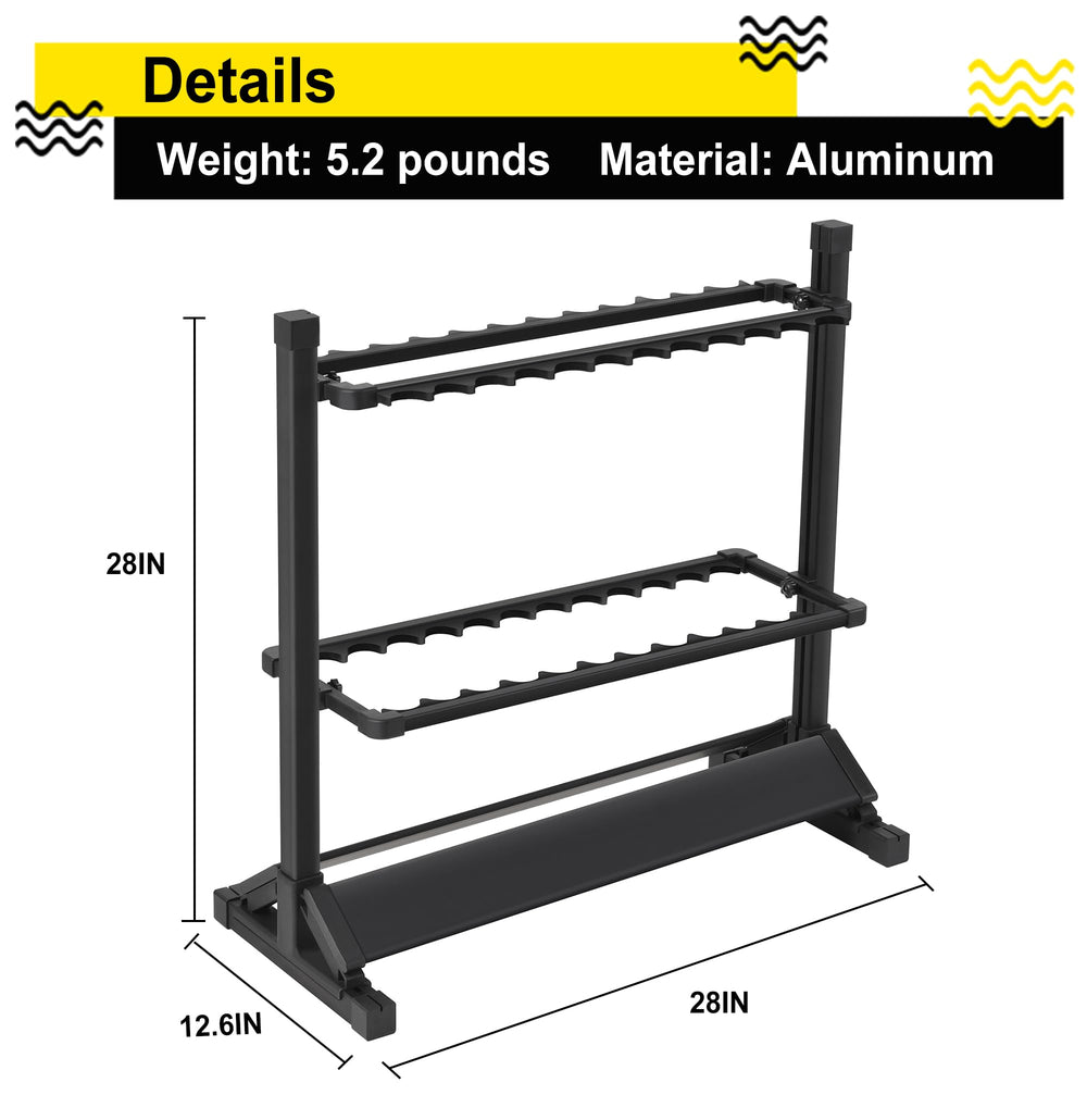 Jorazor vertical pole holders store reels-ready gear in a garage.