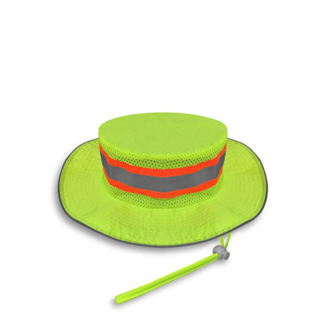 JORESTECH Safety Boonie Hat front view in bright yellow-lime for high visibility