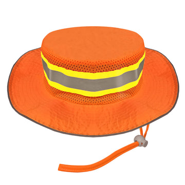 JORESTECH Safety Boonie Hat front view with bright orange visibility for outdoor work