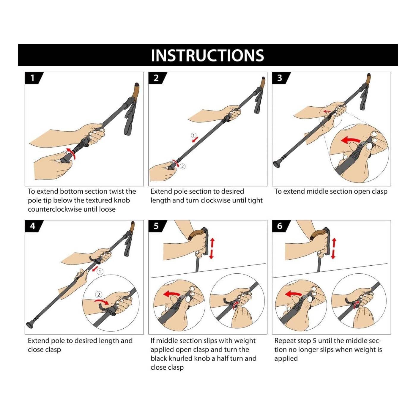 Jornada Ultralight Poles Nordic walking-ready with adjustable height range.