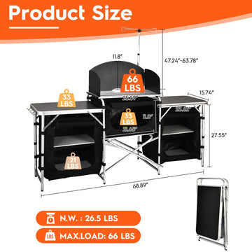 JOUYEK kitchen table with side tables and storage bags organizes utensils efficiently.