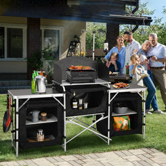 JOUYEK camping table windshield removable improves wind protection for even cooking.