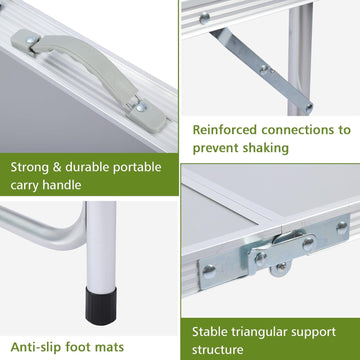 JOUYEK camping table 3-height adjustable for versatile use.