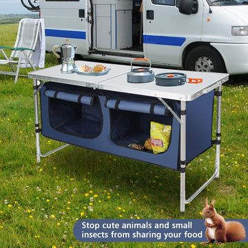 JOUYEK table in use at beach picnic shows roomy surface for meals