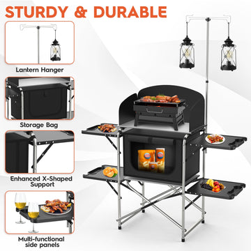 JOUYEK lamp stand adds night-time illumination for safe preparation.
