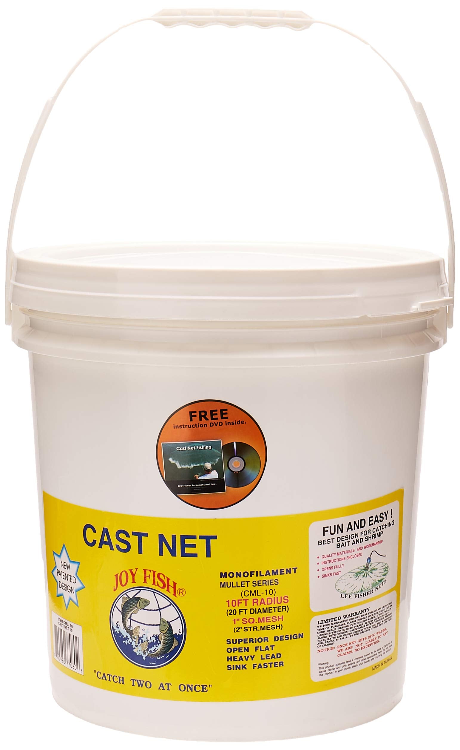 Joy Fish mullet 12-foot radius cast net ready for fast bait collection