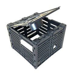 Joy Fish Stone Crab Trap, black, assembled, sturdy frame supports multiple crabs during haul.