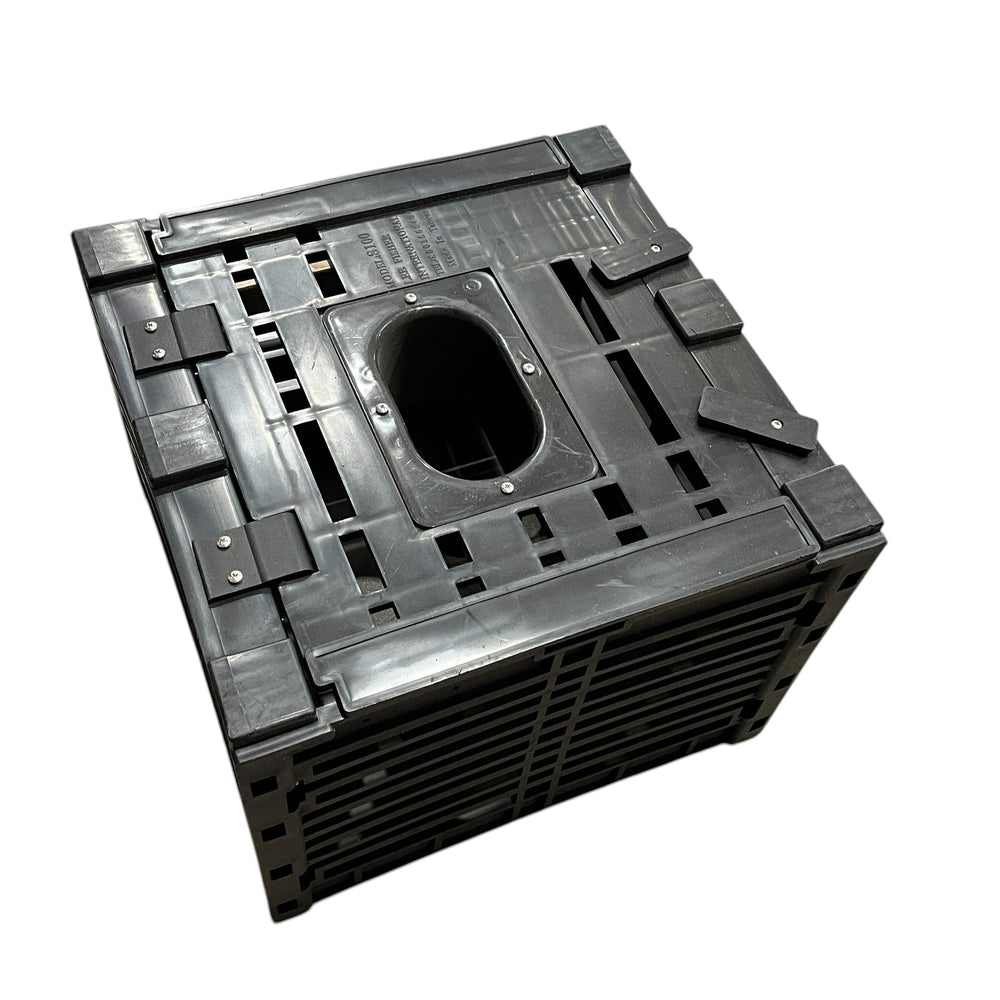 Joy Fish Stone Crab Trap, black interior view, ventilated design aids water flow and catch containment.