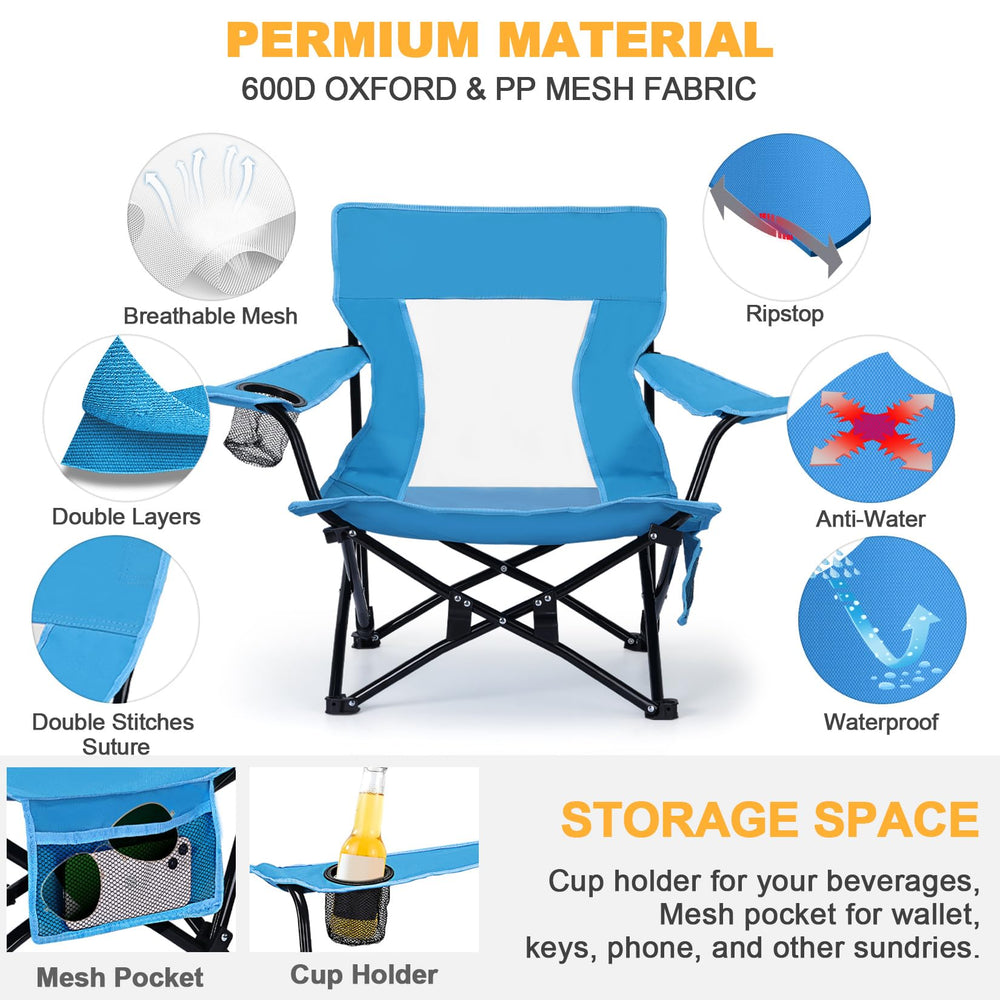 Joyfair beach camping chair armrests blue wide armrests for relaxed posture