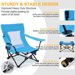 Joyfair beach camping chair back-support blue ergonomic back support for comfy lounging