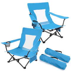 Joyfair beach camping chair folded blue portable travel-ready for outdoor days