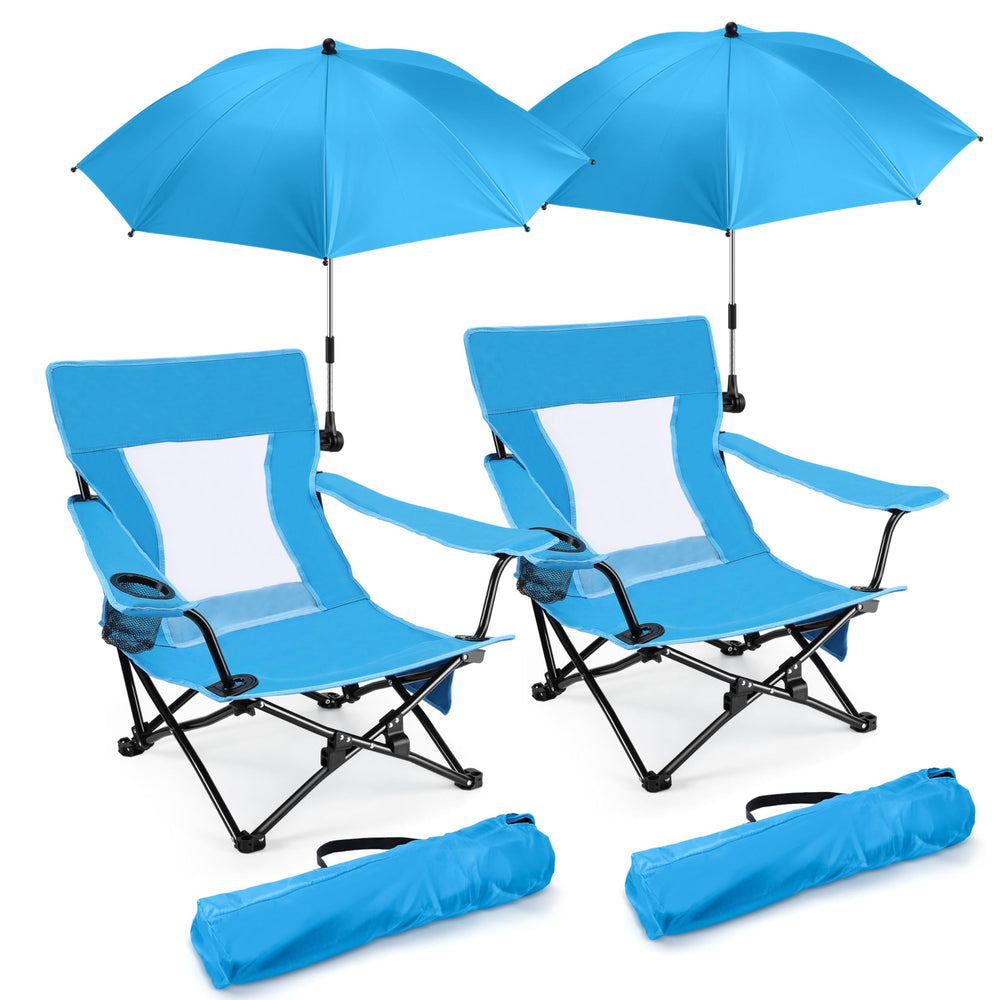 Joyfair beach chair umbrella-setup showing shaded comfort on sunny days
