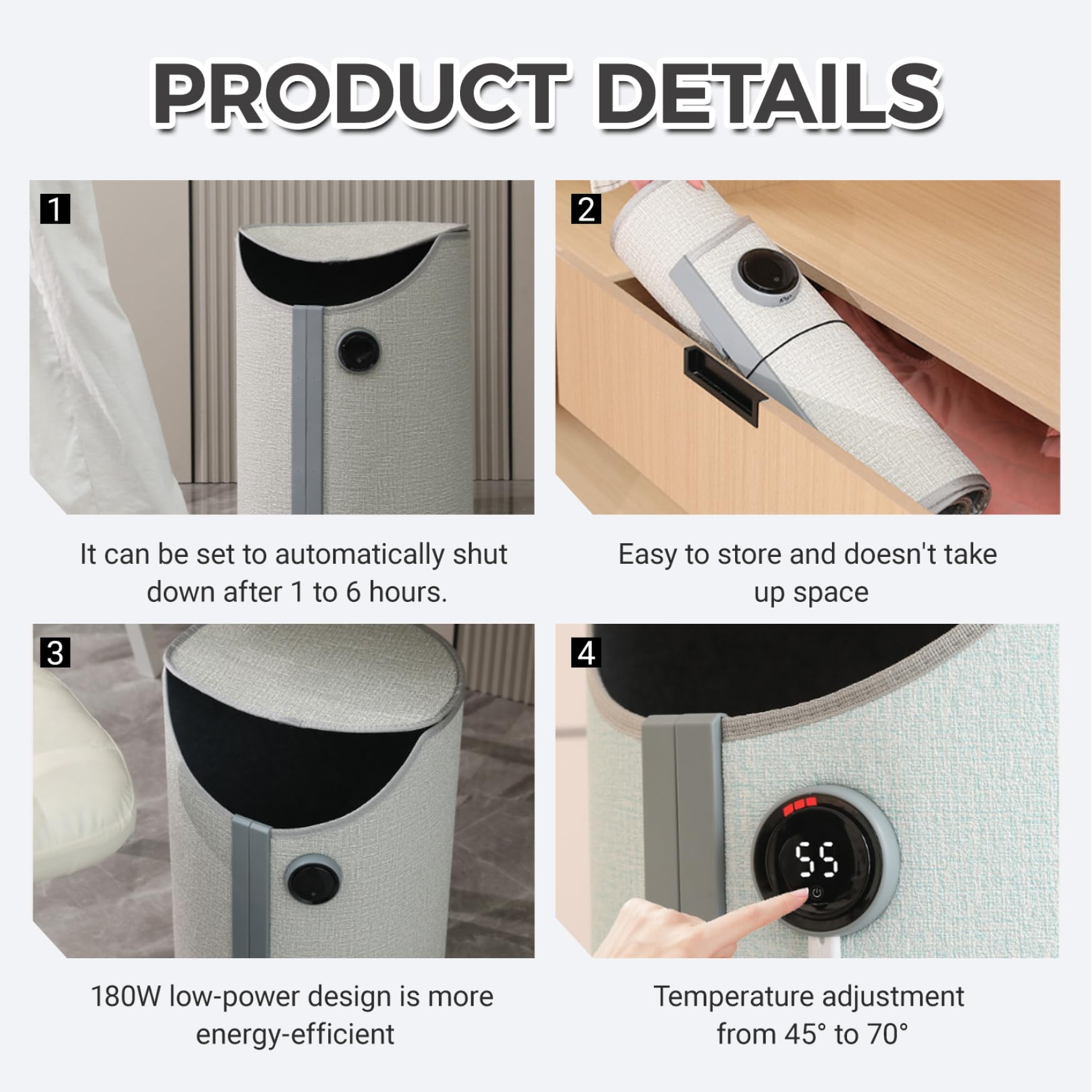 Joygoodta ergonomic foot heating device supports comfortable seating and circulation