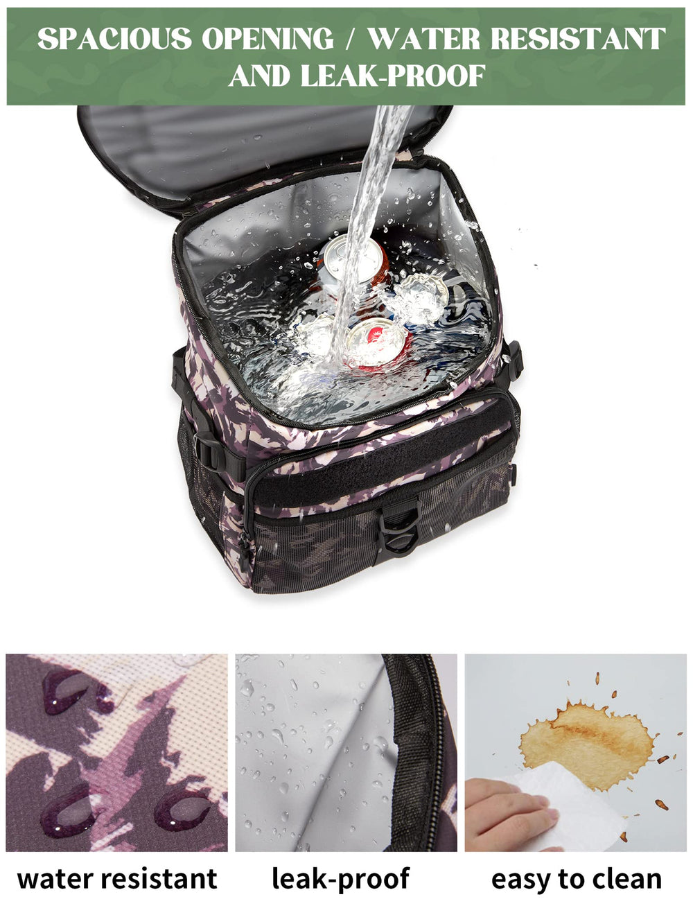 JOYHILL Backpack Cooler breathable liner enhances comfort during carry