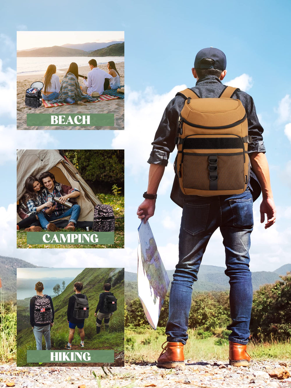 JOYHILL backpack cooler made with water-resistant Oxford fabric for outdoor durability