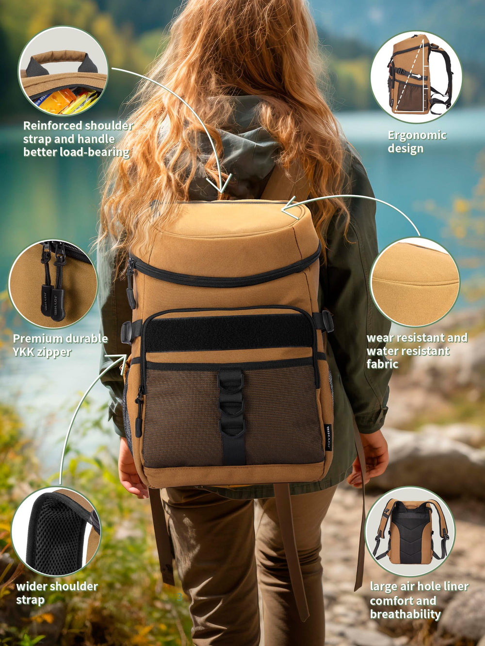 JOYHILL Backpack Cooler two-compartment design for organized lunches