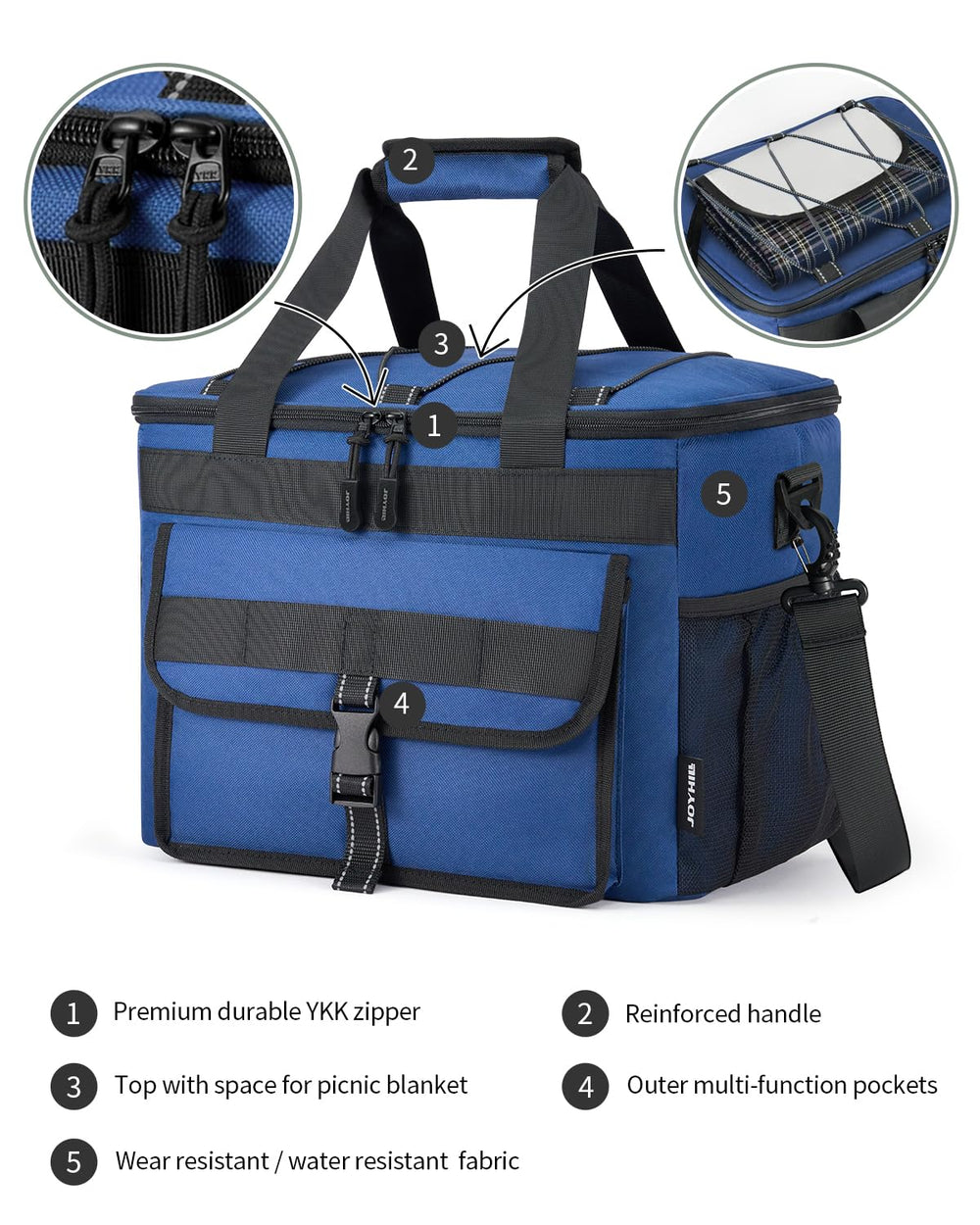 JOYHILL Soft Cooler Bag Grey Camo durable stitching for long outdoor use