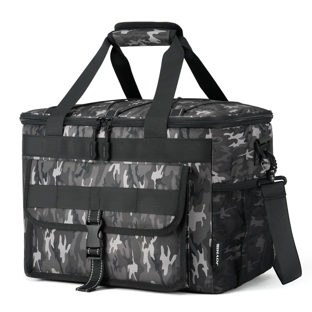 JOYHILL Soft Cooler Bag Grey Camo top view shows 30L capacity for meals