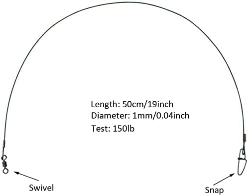 Close-up of swivels and snaps on Joyiii fishing wire leaders