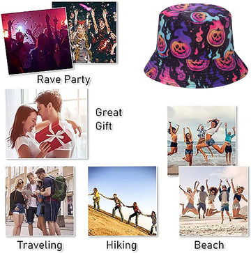 Gift-ready novelty Halloween skull pumpkin bucket hat