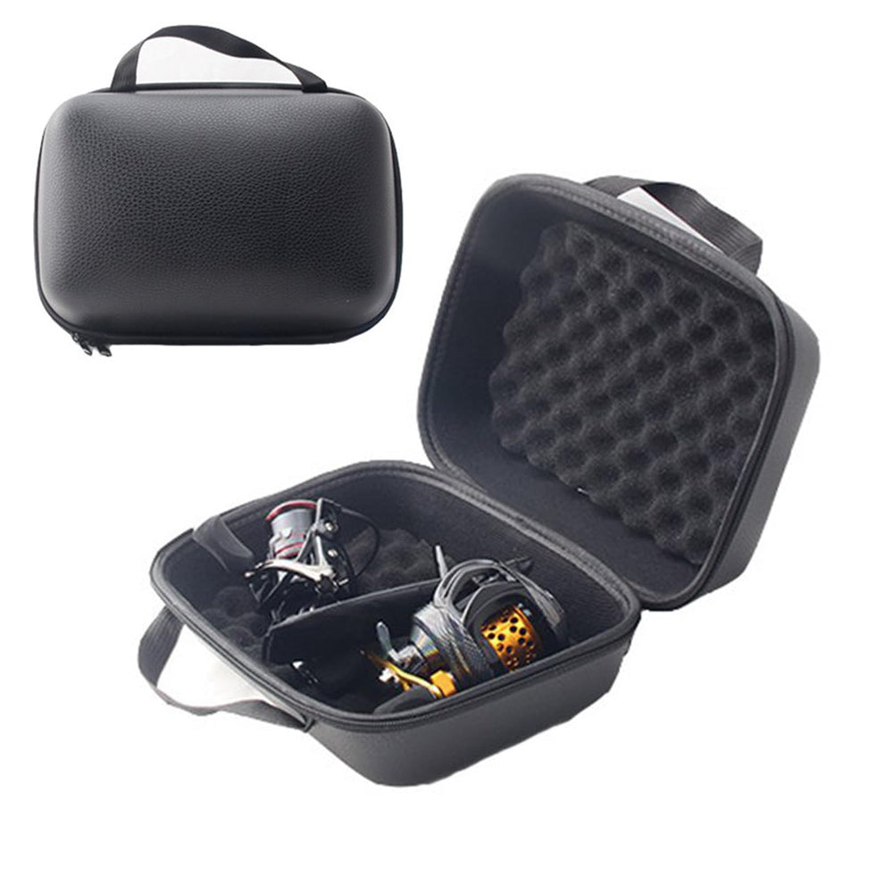 JOYSOG Fishing Reel Bag exterior leather shell protects reels on outdoor trips.