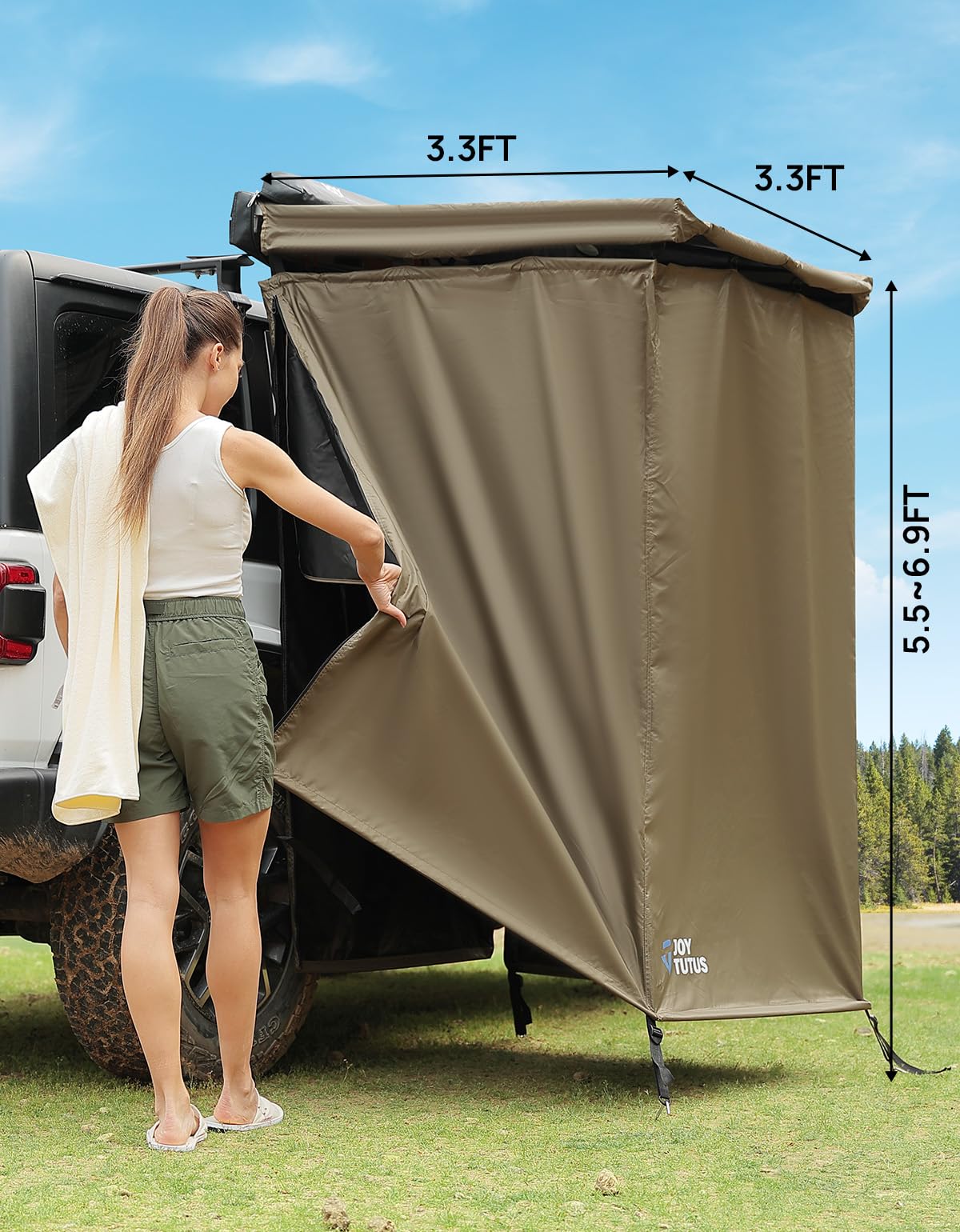 JOYTUTUS heavy-stakes brackets improve stability against gusts on uneven ground.