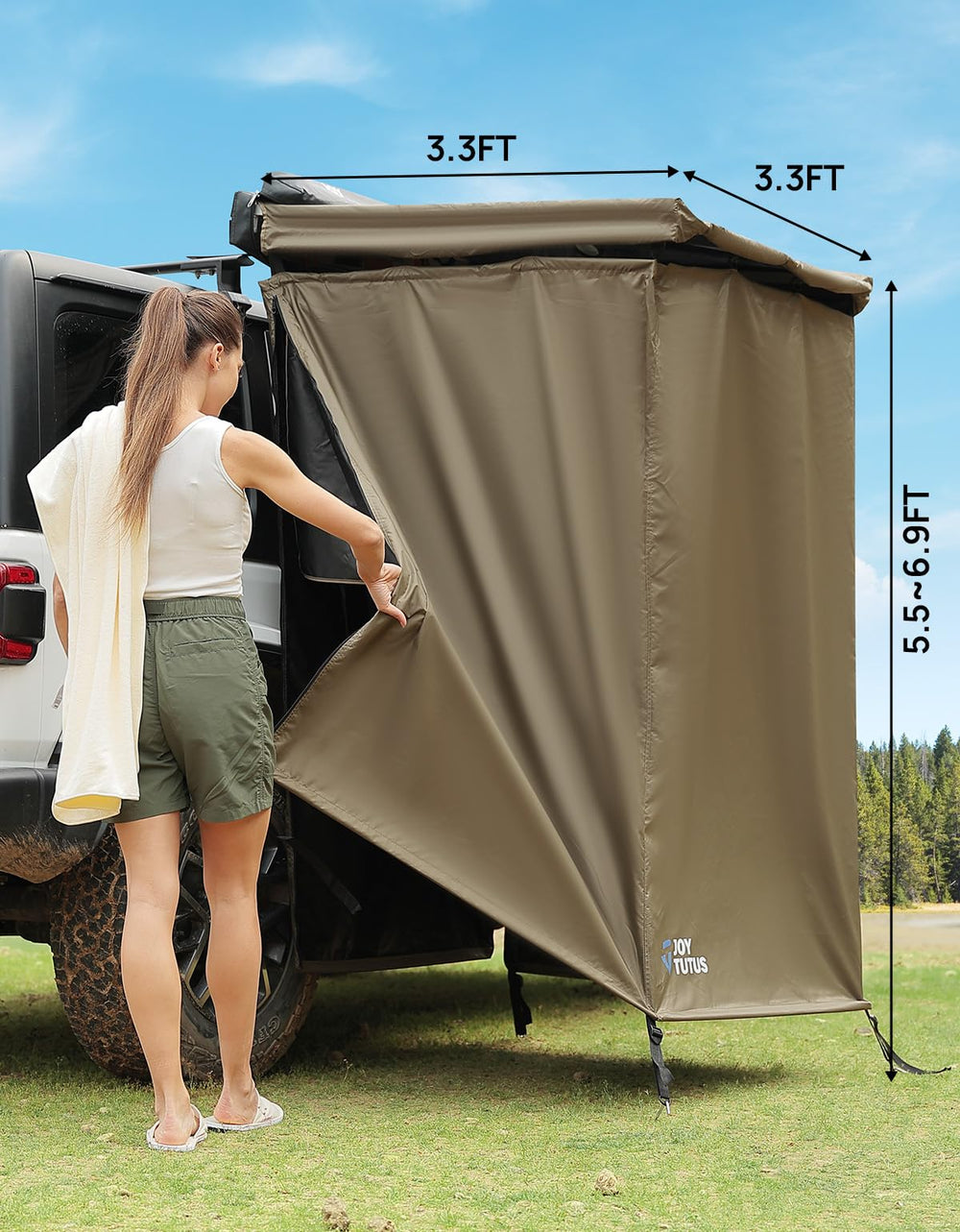 JOYTUTUS heavy-stakes brackets improve stability against gusts on uneven ground.