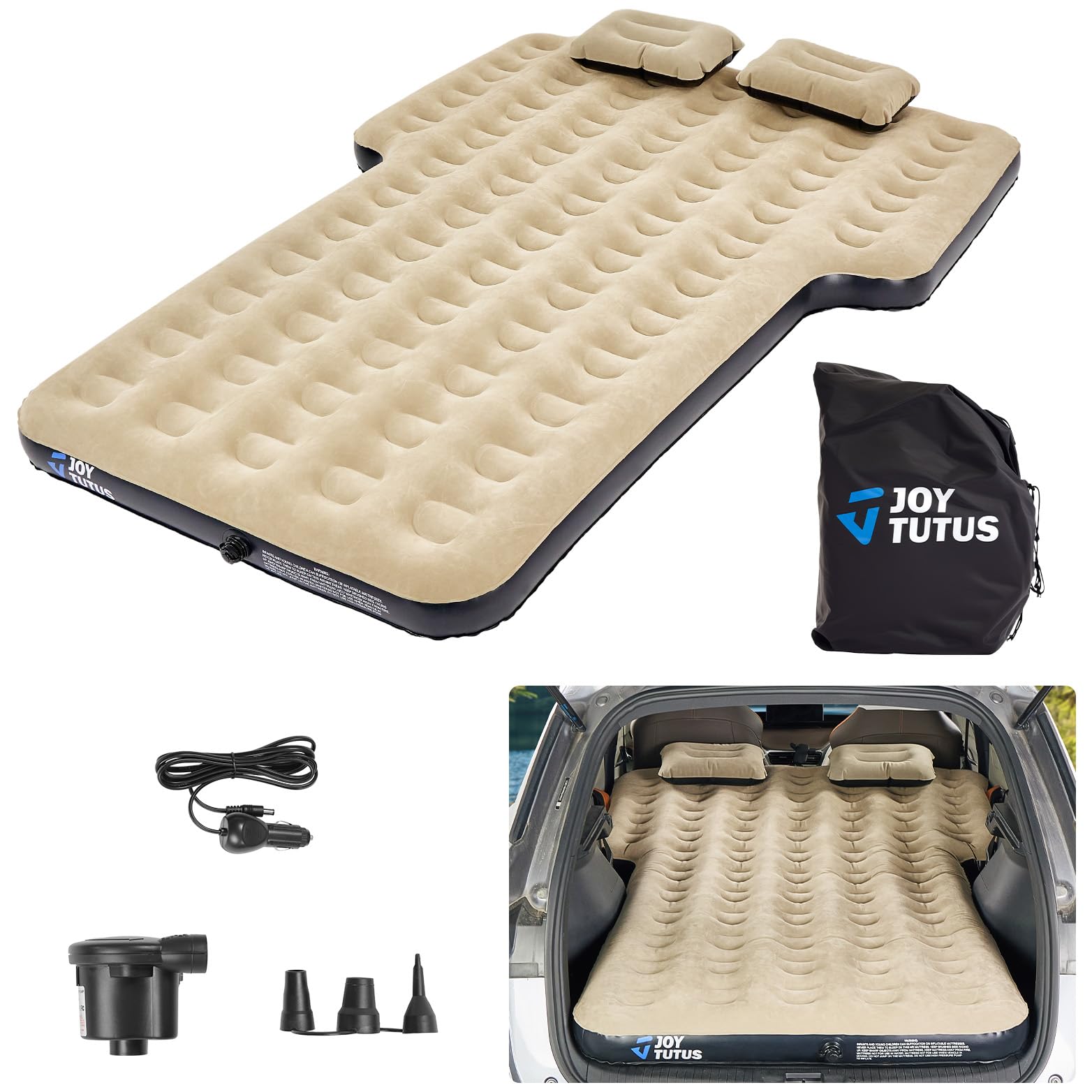 JOYTUTUS SUV air mattress compact packaging for easy trunk storage