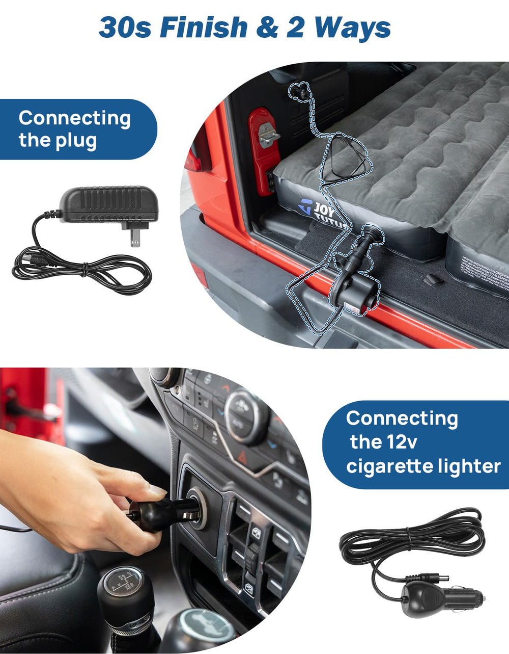 JOYTUTUS mattress includes cup and phone holders for hands-free convenience.