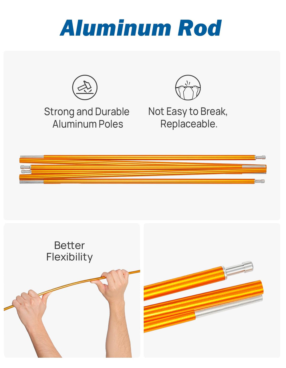 JOYTUTUS SUV Tent aluminum-poles offer a sturdy frame for stability.