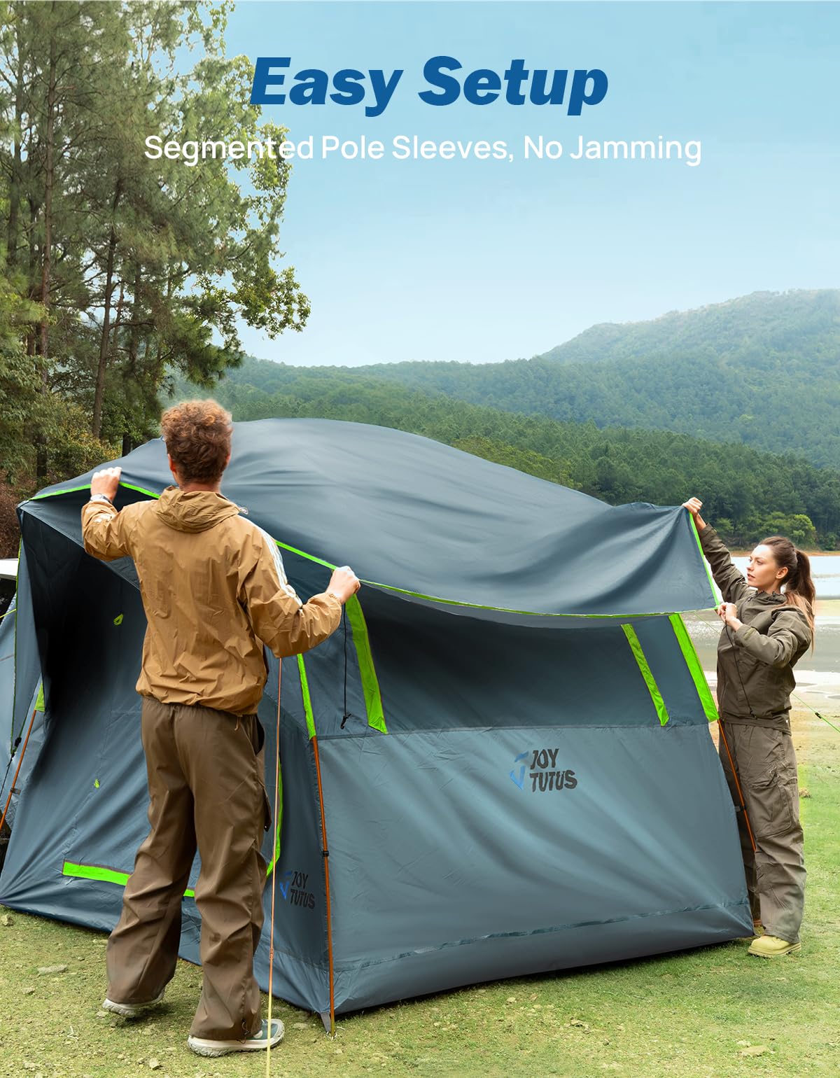 JOYTUTUS SUV Tent aluminum poles provide sturdy wind resistance