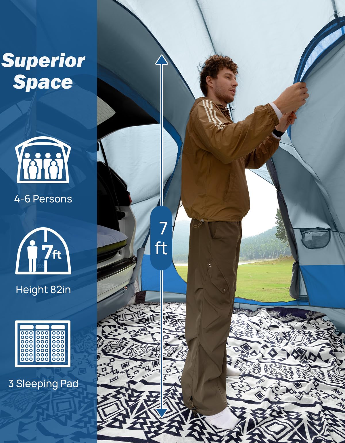 JOYTUTUS SUV Tent door-entrance shows easy access and ventilation benefits.