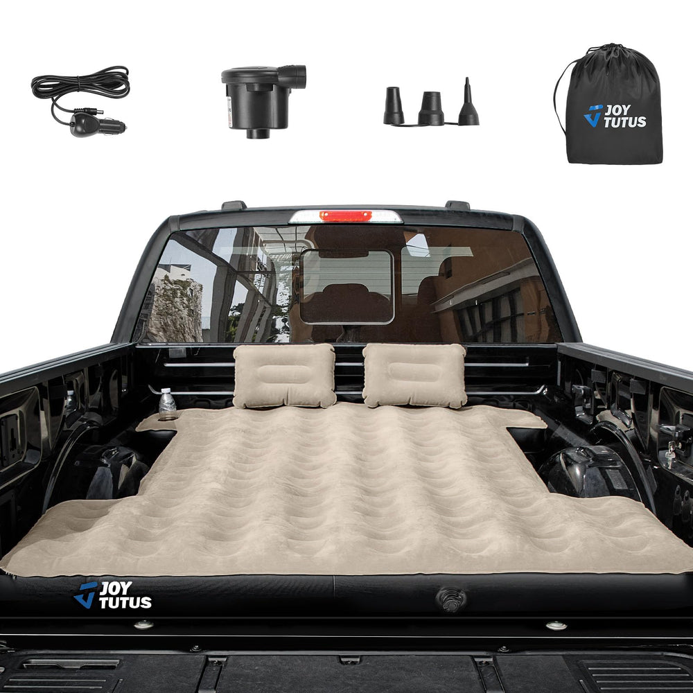JOYTUTUS truck-bed air mattress cavity-design closeup shows durable three-chamber structure for steady rest