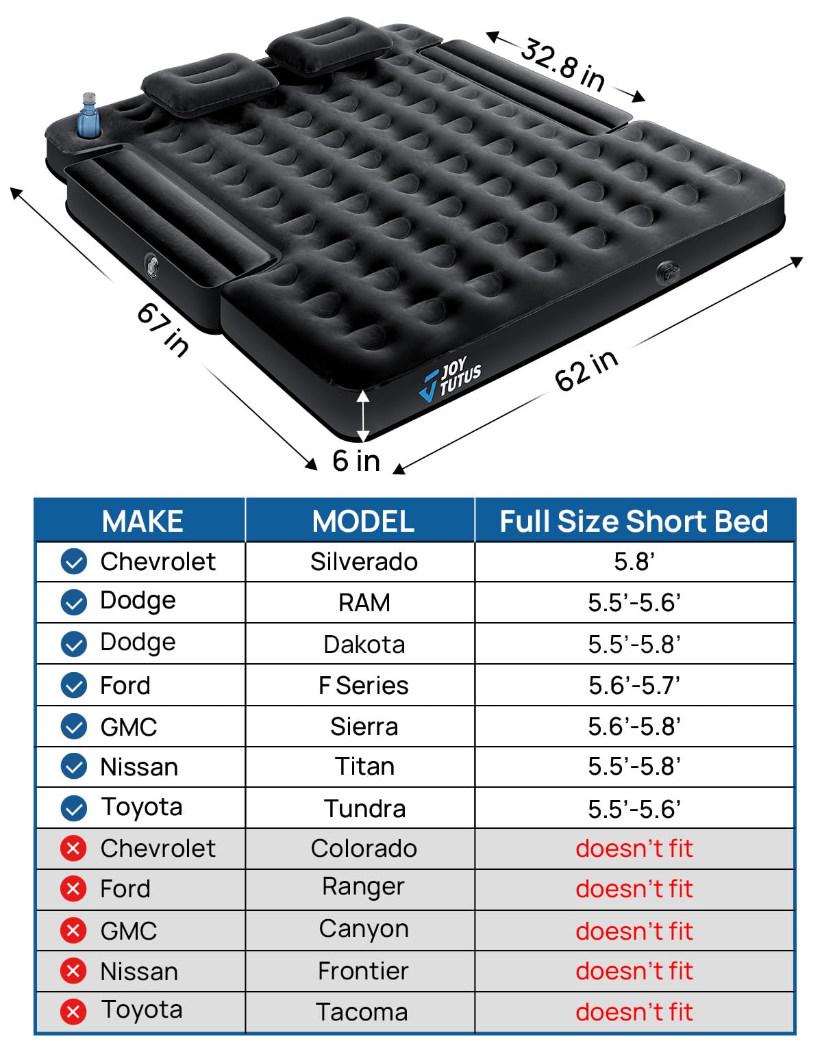 JOYTUTUS truck bed air mattress cup holder closeup showing built-in drink holder
