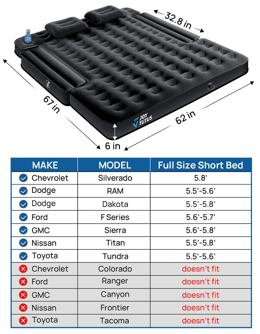 JOYTUTUS truck bed air mattress cup holder closeup showing built-in drink holder