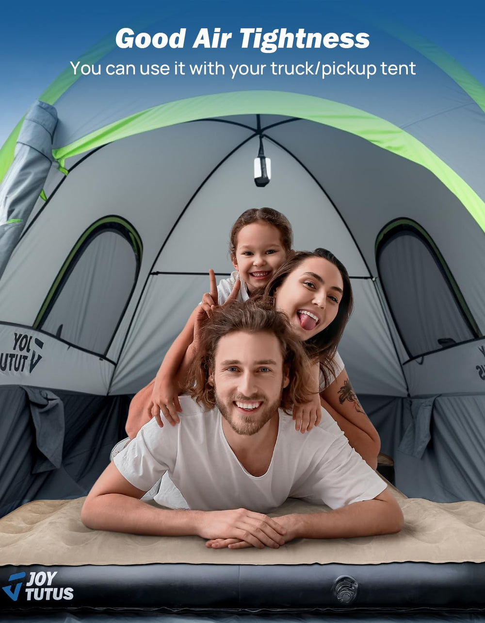 Joytutus truck bed air mattress shows three independent chambers for durability