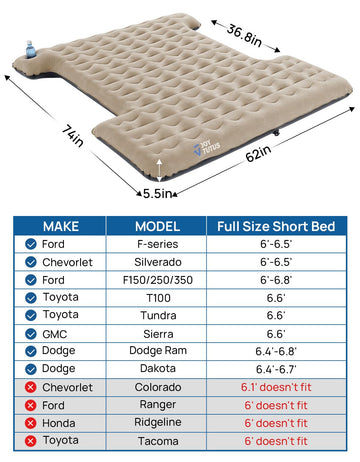 JOYTUTUS Upgraded Light Truck Bed Air Mattress camel built-in cup holder supports easy hydration during trips.