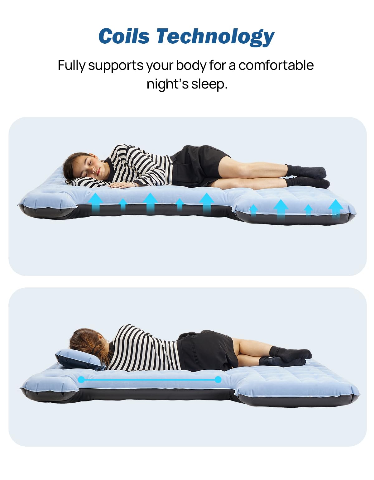 JOYTUTUS upgraded light truck bed mattress supports up to 600 pounds for a stable sleeping surface.