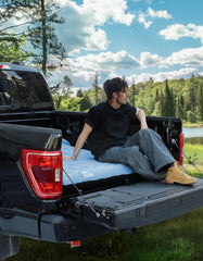 JOYTUTUS upgraded light truck bed mattress curved edge closeup reduces pressure points for smoother sleep.