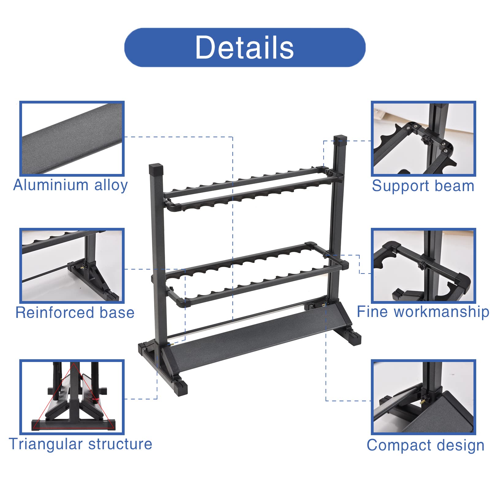 Lightweight 5.5 lb rod rack easy to move and reposition
