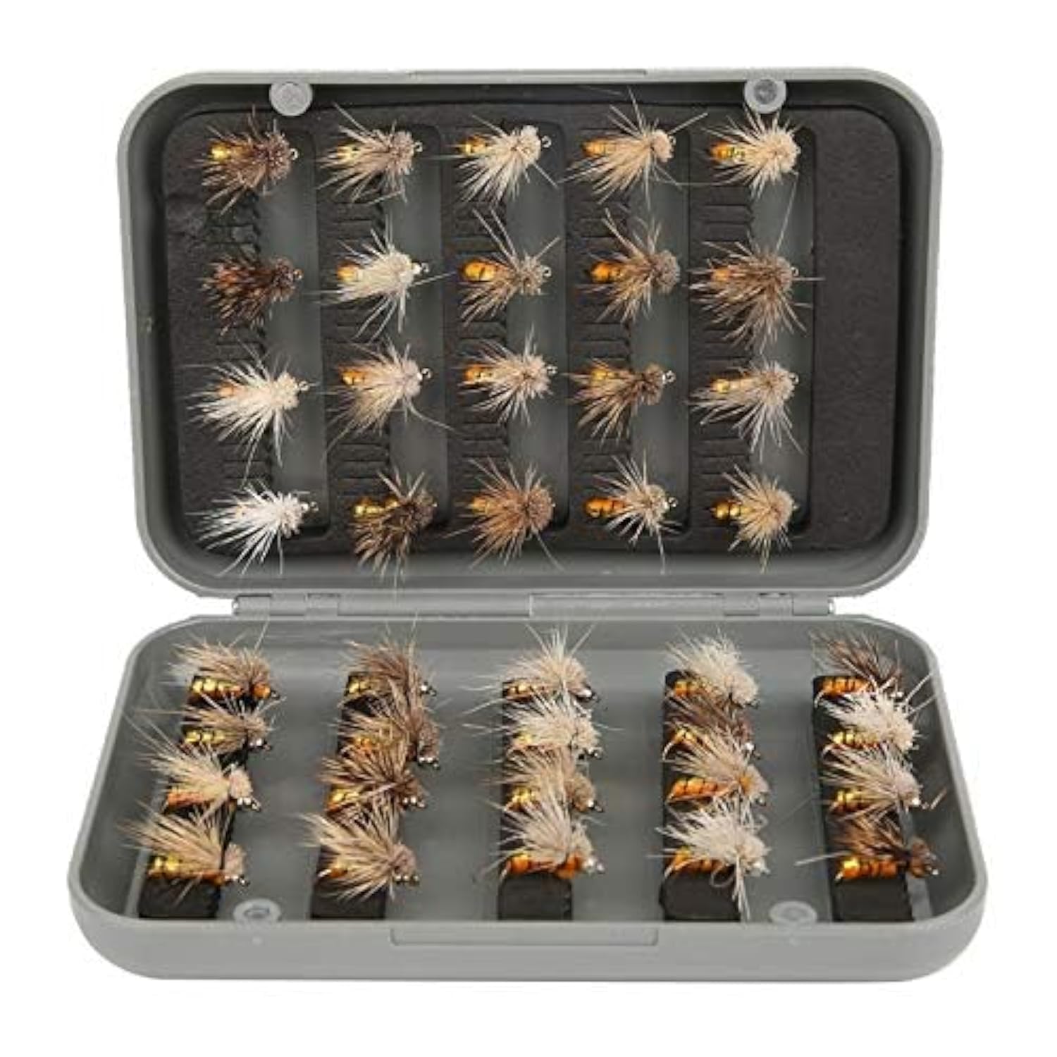 Joyzan 40-piece fly fishing lures kit in waterproof tackle box