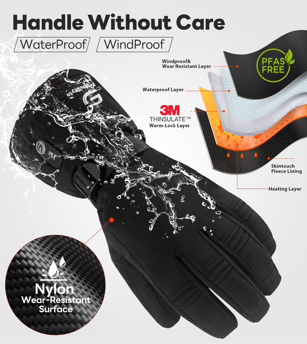 JS LifeStyle heated gloves waterproof and windproof in snowy conditions