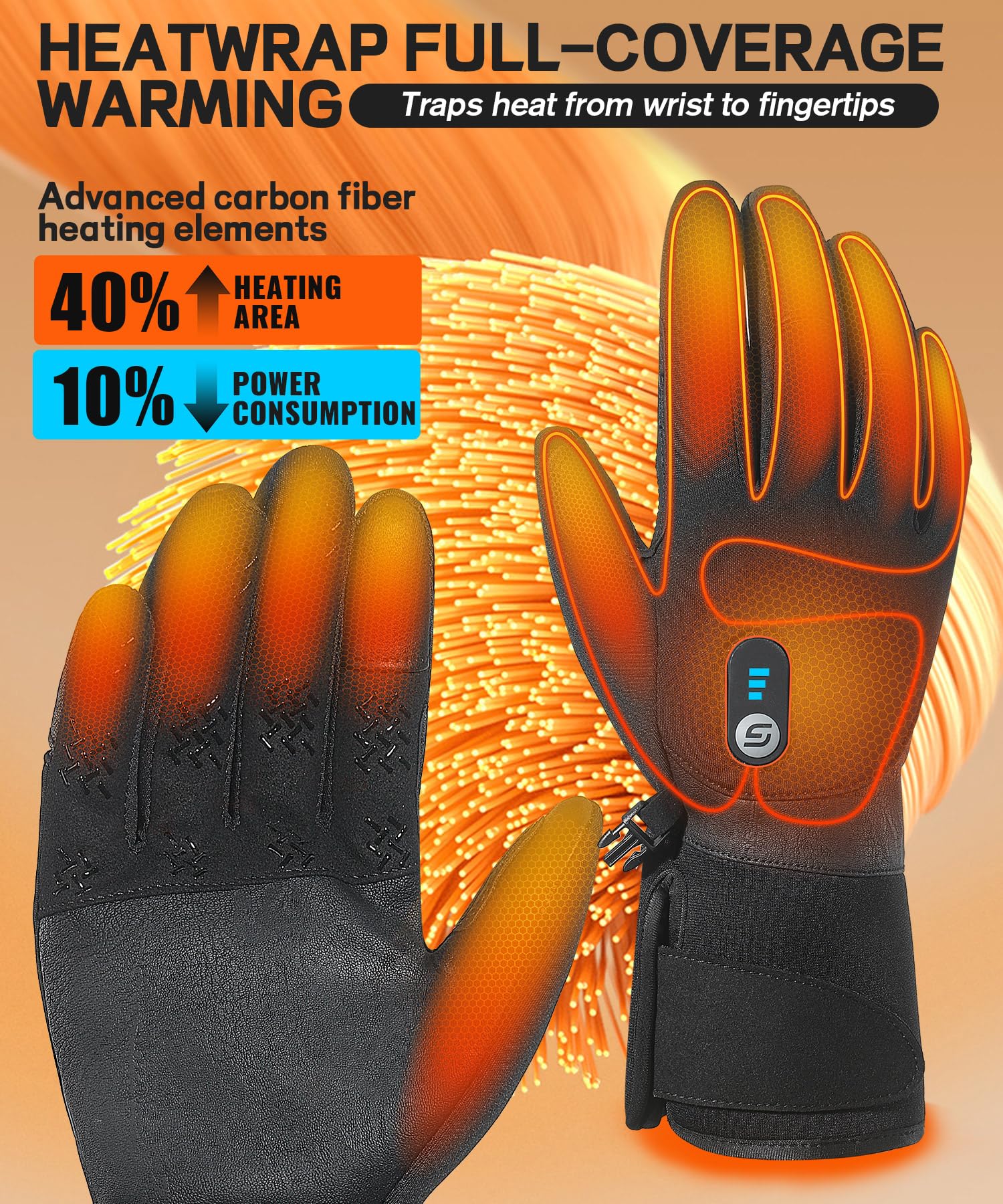 JS LifeStyle HG-05 gloves heat zones across the hand and fingers