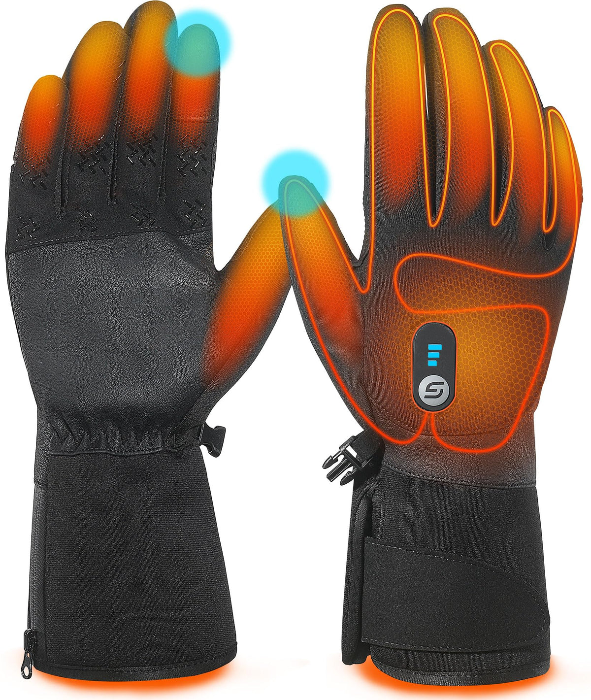 JS LifeStyle HG-05 heated gloves top view showing overall fit and warmth potential.
