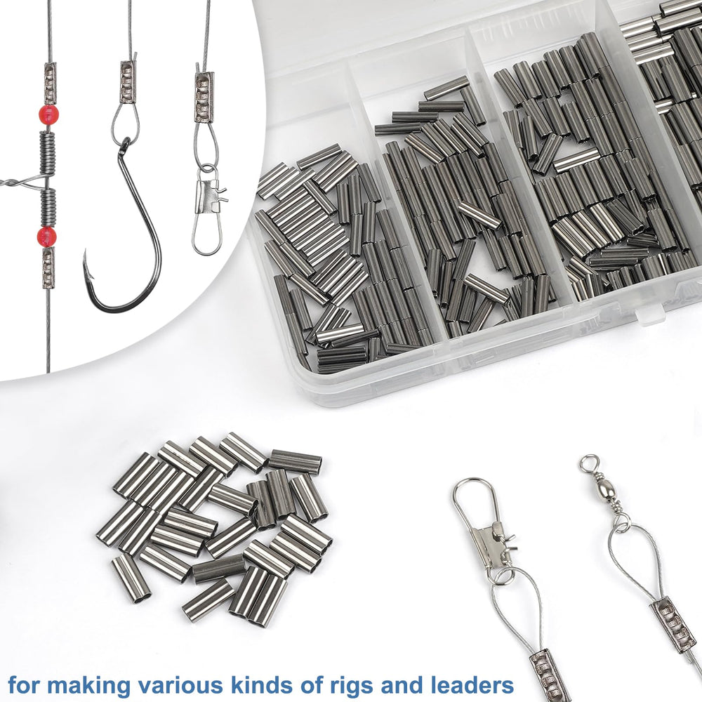 500-piece crimp sleeve kit for monofilament, wire, cable or fluorocarbon lines